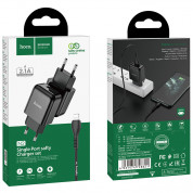 Hoco N2 Wall Charger and Lightning Cable - захранване за ел. мрежа 2.1A с USB изход и Lightning кабел (черен) 4