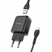 Hoco N2 Wall Charger and Lightning Cable - захранване за ел. мрежа 2.1A с USB изход и Lightning кабел (черен) 2