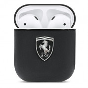 Ferrari Signature Leather Case - кожен кейс (естествена кожа) за Apple Airpods и Apple Airpods 2 (черен) 1