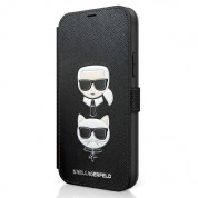 Karl Lagerfeld Saffiano Karl & Choupette Booktype Leather Case for iPhone 12 Pro Max (black)
