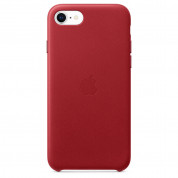 Apple iPhone SE2 Leather Case - оригинален кожен кейс (естествена кожа) за iPhone SE (2020), iPhone 8, iPhone 7 (червен)