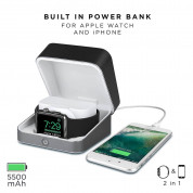 Sumato WatchBox Smart Charging Case 5000mAh - сертифициран луксозен кейс с преносима батерия за зареждане на Apple Watch и iPhone (тъмносив) 4