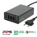4smarts Mains Charging Station VoltPlug PPS Power Delivery & QC3.0 60W - захранване с 4хUSB изхода и USB-C изход (тъмносив) 1