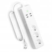 Meross Smart WiFi Power Strip 3 AC + 4 USB Ports - смарт WiFi разклонител с 3 гнезда и 4 USB изхода за Android и iOS (бял)