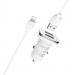 Borofone Dual USB Car Charger 2.4A & Lightning Cable - зарядно за кола с 2xUSB изходa (2.4A) и Lightning кабел за iPhone, iPad и iPod с Lightning порт (бял) 2