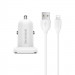Borofone Dual USB Car Charger 2.4A & Lightning Cable - зарядно за кола с 2xUSB изходa (2.4A) и Lightning кабел за iPhone, iPad и iPod с Lightning порт (бял) 1