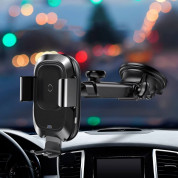 Baseus Smart Vehicle Bracket Wireless Charger (WXZN-B01) - поставка за таблото и стъклото на кола с безжично зареждане за Qi съвместими смартфони (черен) 13