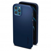 Spigen Thin Fit Case - качествен тънък матиран кейс за iPhone 12, iPhone 12 Pro (син) 7