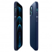 Spigen Thin Fit Case - качествен тънък матиран кейс за iPhone 12, iPhone 12 Pro (син) 5