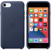 Apple iPhone SE2 Leather Case - оригинален кожен кейс (естествена кожа) за iPhone SE (2022), iPhone SE (2020), iPhone 8, iPhone 7 (тъмносин) 3