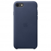 Apple iPhone SE2 Leather Case - оригинален кожен кейс (естествена кожа) за iPhone SE (2020), iPhone 8, iPhone 7 (тъмносин)
