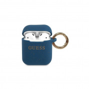 Guess Airpods Silicone Glitter Case - силиконов калъф с карабинер за Apple Airpods и Apple Airpods 2 (син)