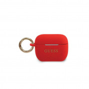 Guess Airpods Pro Silicone Glitter Case - силиконов калъф с карабинер за Apple Airpods Pro (червен) 1