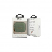 Guess Airpods Pro Silicone Glitter Case - силиконов калъф с карабинер за Apple Airpods Pro (тъмнозелен) 3