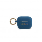 Guess Airpods Pro Silicone Glitter Case - силиконов калъф с карабинер за Apple Airpods Pro (син) 1