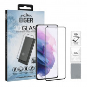 Eiger 3D Full Screen Tempered Glass - калено стъклено защитно покритие с извити ръбове за целия дисплея на Samsung Galaxy S21 (черен-прозрачен)