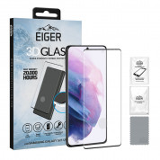 Eiger 3D Full Screen Tempered Glass - калено стъклено защитно покритие с извити ръбове за целия дисплея на Samsung Galaxy S21 Ultra (черен-прозрачен)