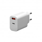 Platinet Wall Charger 30W - захранване за ел. мрежа с USB-A изход и USB-C изход и технология за бързо зареждане (бял)