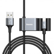 Baseus Special Data Cable for Backseat (Lightning + USB) (CALHZ-01) - USB кабел с Lightning конектор и 2xUSB-A порта (150 см) (черен)
