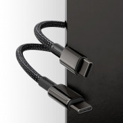 Baseus Tungsten Gold USB-C to USB-C Cable PD 2.0 100W (CATWJ-A01) - здрав кабел с въжена оплетка за бързо зареждане за устройства с USB-C порт (200 см) (черен) 1