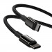Baseus Tungsten Gold USB-C to USB-C Cable PD 2.0 100W (CATWJ-A01) - здрав кабел с въжена оплетка за бързо зареждане за устройства с USB-C порт (200 см) (черен) 6