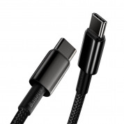 Baseus Tungsten Gold USB-C to USB-C Cable PD 2.0 100W (CATWJ-A01) - здрав кабел с въжена оплетка за бързо зареждане за устройства с USB-C порт (200 см) (черен) 4