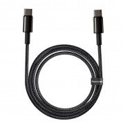 Baseus Tungsten Gold USB-C to USB-C Cable PD 2.0 100W (CATWJ-A01) - здрав кабел с въжена оплетка за бързо зареждане за устройства с USB-C порт (200 см) (черен) 2