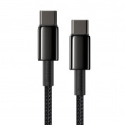 Baseus Tungsten Gold USB-C to USB-C Cable PD 2.0 100W (CATWJ-A01) - здрав кабел с въжена оплетка за бързо зареждане за устройства с USB-C порт (200 см) (черен) 3