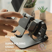 Ringke Super Folding Stand for Apple Watch - универсална сгъваема поставка за бюро за Apple Watch и мобилни устройства и таблети (черен) 9