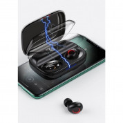 USAMS YJ001 Digital Display Wireless Earphones - безжични Bluetooth слушалки със зареждащ кейс (черен) 3