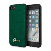 Guess Croco Cover - дизайнерски кожен кейс за iPhone SE (2020), iPhone 8, iPhone 7 (зелен)