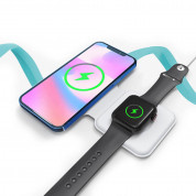 4smarts Wireless Charger UltiMAG 15W - двойна поставка (пад) за безжично зареждане за iPhone с Magsafe и Apple Watch (бял) 4