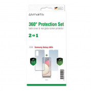 4smarts 360° Protection Set Limited Cover - тънък силиконов кейс и стъклено защитно покритие за дисплея на Samsung Galaxy A02s (прозрачен) 1