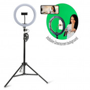 4smarts Selfie Tripod LED LoomiPod XL and Green Screen - универсален трипод с LED светлина за смартфони (35-173 см) и зелен екран (черен) 2