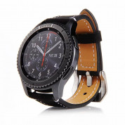 Tactical 286 Geniune Leather Band 22mm - кожена (естествена кожа) каишка за Samsung Galaxy Watch, Huawei Watch, Xiaomi, Garmin и други часовници с 22мм захват (черен)