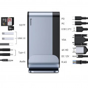 Baseus Working Station 16-in-1 USB-C Hub (CAHUB-AG0G) - мултифункционален хъб за свързване на допълнителна периферия за Macbook и USB-C устройства (сив) 2
