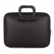 Bombata Mediobombata Allblack - кожена чанта с презрамка за MacBook Pro 13, Air 13 и лаптопи до 14 инча (черен)