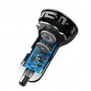 Baseus Digital Display PPS Dual Quick Car Charger 45W (CCBX-C0G) - зарядно за кола с USB и USB-C изход с технология за бързо зареждане (тъмносив) 3
