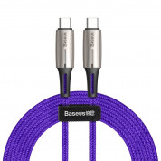 Baseus Water Drop USB-C to USB-C Cable PD 2.0 60W (CATSD-K05) - кабел с въжена оплетка за устройства с USB-C порт (200 см) (лилав)