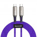 Baseus Water Drop USB-C to USB-C Cable PD 2.0 60W (CATSD-K05) - кабел с въжена оплетка за устройства с USB-C порт (200 см) (лилав) 1