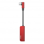 Baseus USB-C Male to USB-C and 3.5mm Female Adapter L53 (CATL53-91)- пасивен адаптер USB-C към 3.5 мм аудио изход и USB-C изход за устройства с USB-C порт (червен)