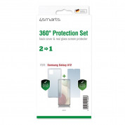4smarts 360° Protection Set - тънък силиконов кейс и стъклено защитно покритие за дисплея на Samsung Galaxy A12 (прозрачен) 1