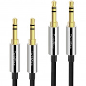 TechRise CAC05324BA02 2-Pack Nylon Braided Premium Auxiliary Aux Audio Cable Cord (1.5m) (black)