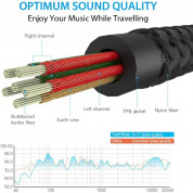 TechRise CAC05335BA01 Nylon Braided Premium Auxiliary Aux Audio Cable Cord - качествен 3.5 мм аудио кабел (250 см) (черен) 1