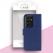 Case FortyFour No.11 Case - кожен калъф с поставка за Samsung Galaxy S21 Ultra (тъмносин) 1