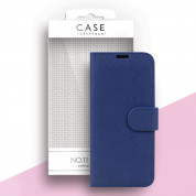 Case FortyFour No.11 Case - кожен калъф с поставка за Samsung Galaxy S21 (тъмносин)