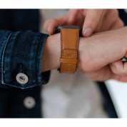 Meridio Goldstone Nappa Leather Band - уникална ръчно изработена кожена (естествена кожа) каишка за Apple Watch 42мм, 44мм, 45мм, Ultra 49мм (светлокафяв) 7