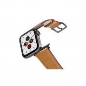 Meridio Goldstone Nappa Leather Band - уникална ръчно изработена кожена (естествена кожа) каишка за Apple Watch 42мм, 44мм, 45мм, Ultra 49мм (светлокафяв)