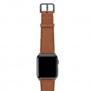 Meridio Goldstone Nappa Leather Band - уникална ръчно изработена кожена (естествена кожа) каишка за Apple Watch 42мм, 44мм, 45мм, Ultra 49мм (светлокафяв) 3