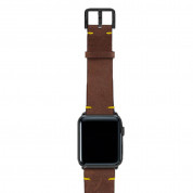 Meridio Old Brown Leather Band - уникална ръчно изработена кожена (естествена кожа) каишка за Apple Watch 42мм, 44мм (тъмнокафяв) 3